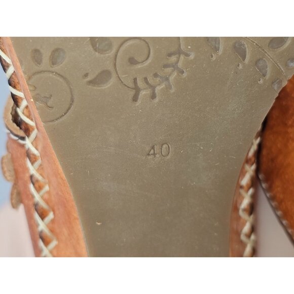 NWOB Spring Step Women's Brown Leather Kitten Heel Open-Toe Sandals Sz 9.5 2398 - Picture 8 of 16